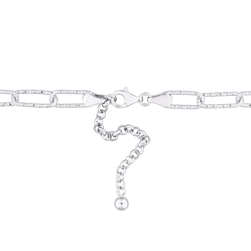 Miadora 11-12mm Black Cultured Freshwater Baroque Pearl Paperclip Necklace in Sterling Silver