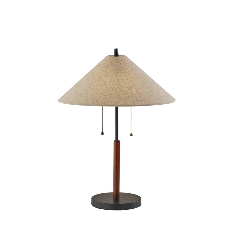 Adesso Palmer Table Lamp - Black & Walnut Wood