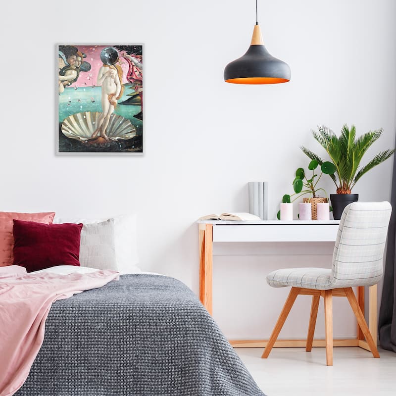 Stupell Classic Clamshell with Disco Ball Framed Giclee Art Design By Lil' Rue
