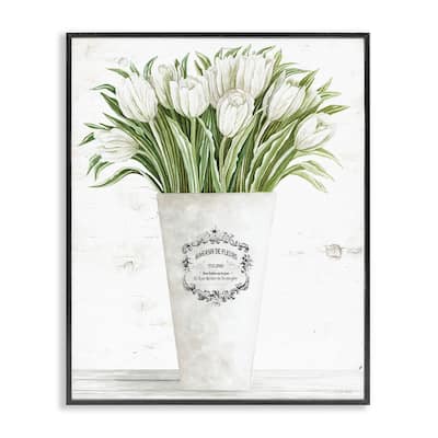 Stupell White Tulip Bouquet in Parisian Vase Floral Arrangement Framed Wall Art