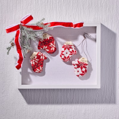 14" Knit Snowflake Mittens Ornaments Set of 2