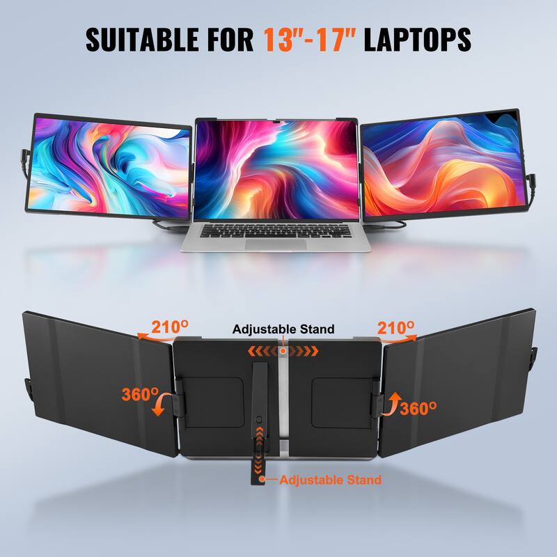Portable Laptop Screen Extender, 14" FHD 1080P IPS Extended Monitor for 13"-17" Laptop, Swivel Portable Monitor