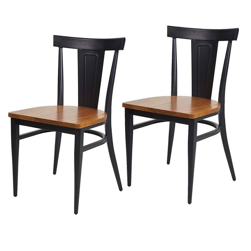 Dining Room Side Chair Set of 2 Wood Kitchen Chairs with Metal Legs - 16.3"(W) x 16.3" (L) x 31.1" (H)