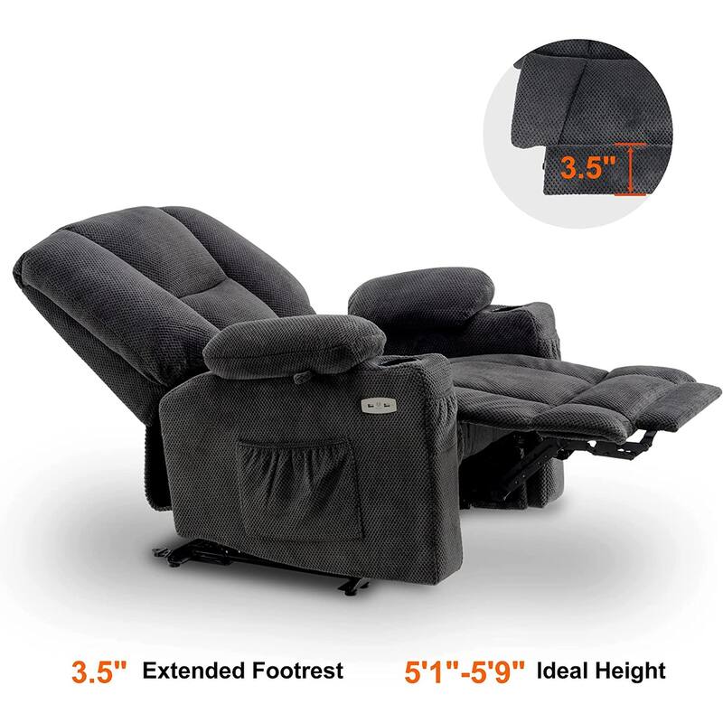 MCombo Electric Power Recliner Chair with Massage & Heat, Plush Fabric 8015