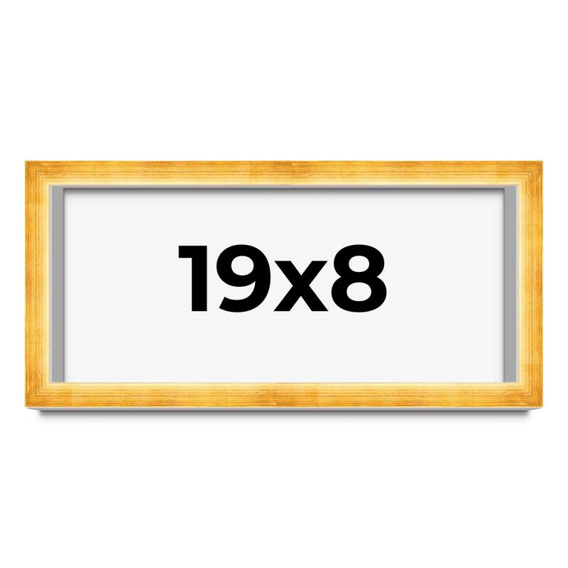 19x8 Shadow Box Frame Gold | 1.625 Inches Deep Real Wood Traditional