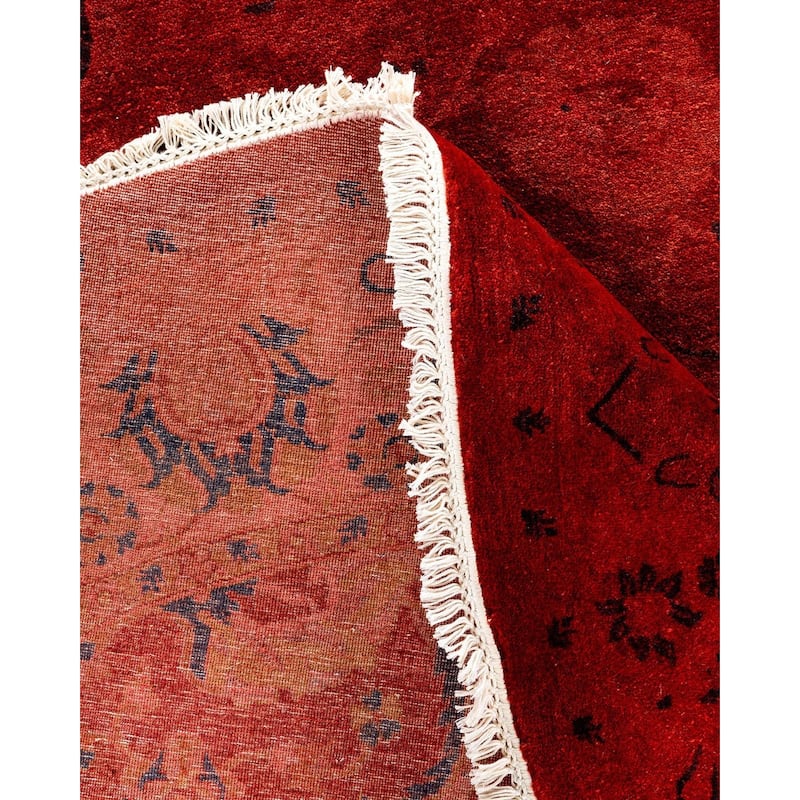 Fine Vibrance, One-of-a-Kind Hand-Knotted Area Rug - Orange, 6' 1" x 6' 1" - 6' 1" x 6' 1"