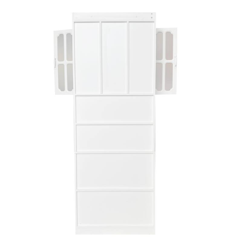 Roomfitters L-Shaped Corner Computer Desk with Hutch and Shelves, Modern Home Office Study Desk with Storage, White