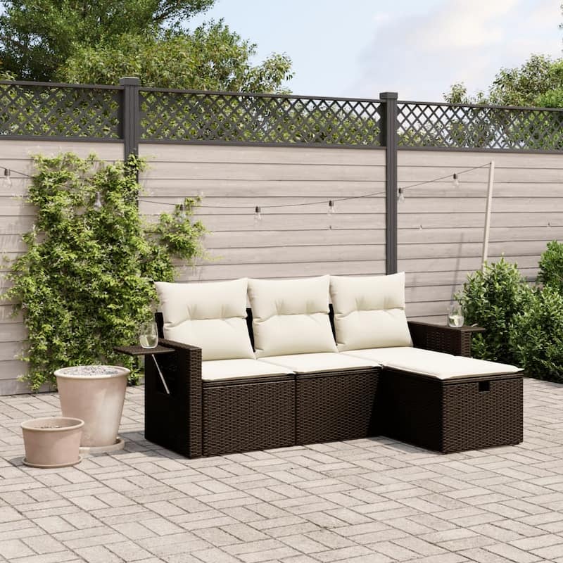 vidaXL Garden Sofa Set - Brown and cream Medium
