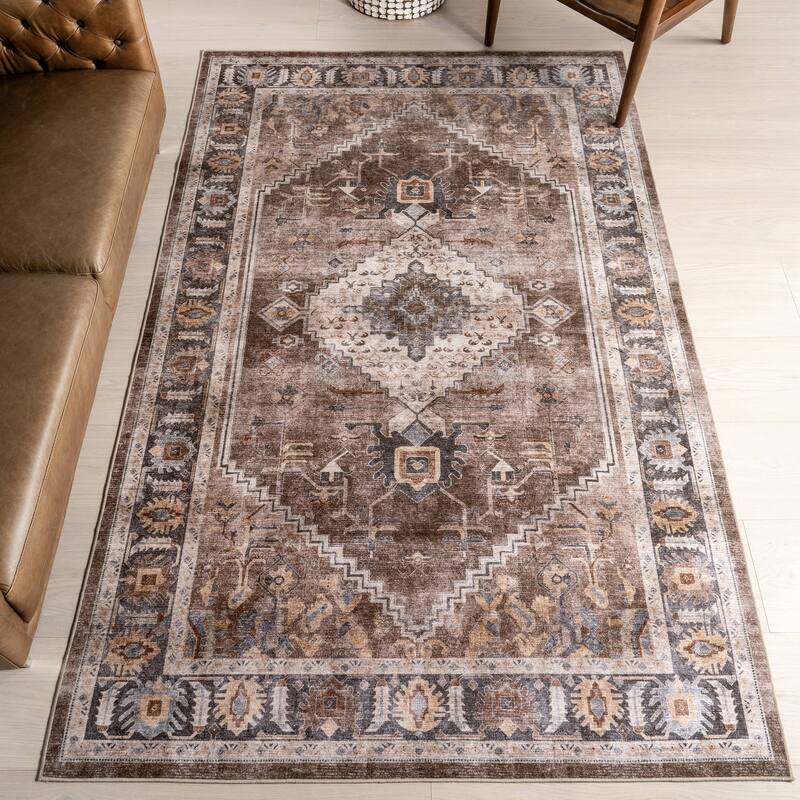 Nuloom Prudence Medallion SplashGuard Machine Washable Area Rug