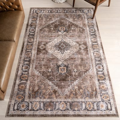 Nuloom Prudence Medallion SplashGuard Machine Washable Area Rug