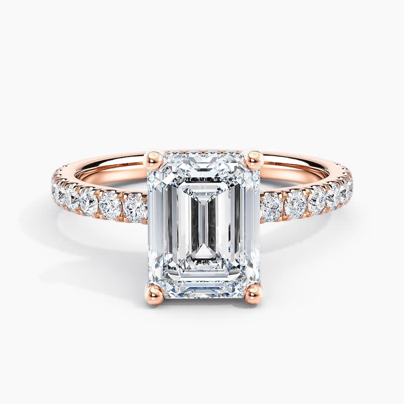 Auriya 14k-Rose Gold Lab Grown Emerald Hidden-Halo Diamond Engagement Ring 0.80 to 5.30 ct. tw. (F-G VS) - 2.50 ct. tw. - 5.5