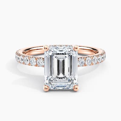 Auriya 14k-Rose Gold Lab Grown Emerald Hidden-Halo Diamond Engagement Ring 0.80 to 5.30 ct. tw. (F-G VS)