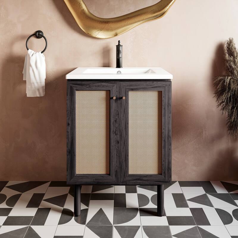 Classe Bathroom Vanity in Oak - 24 - Black