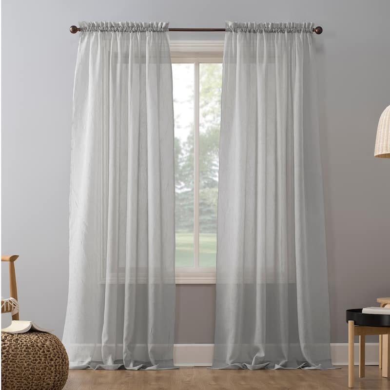 No. 918 Erica Sheer Crushed Voile Single Curtain Panel, Single Panel - 51 x 84 - Silver