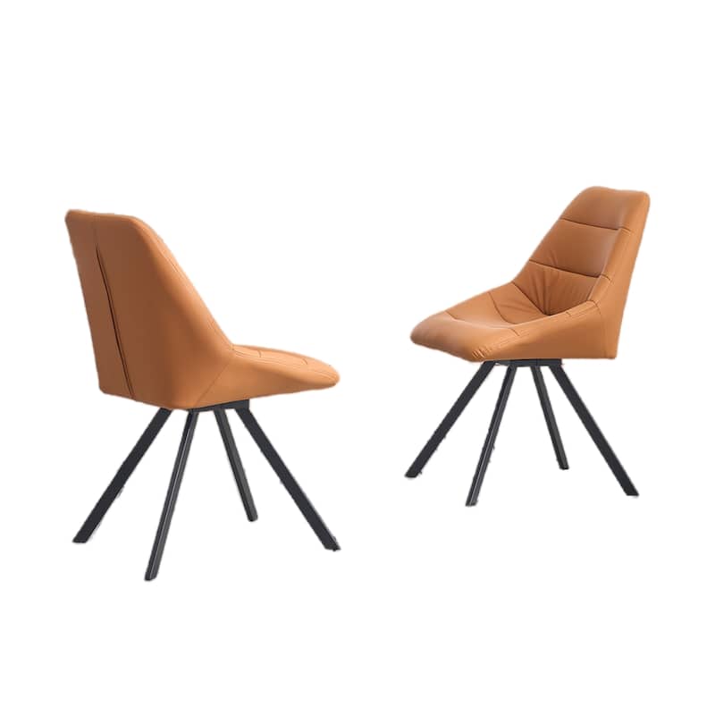 Modern Fabric Dining Chairs, Thick Cushion & Metal Legs, Set of 2