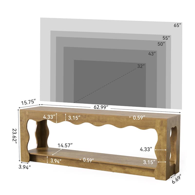 TV Stand for 65 Inch TV, Wooden Entertainment Center