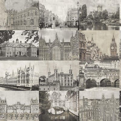 Seabrook Designs Preston Framed Buildings Unpasted Wallpaper