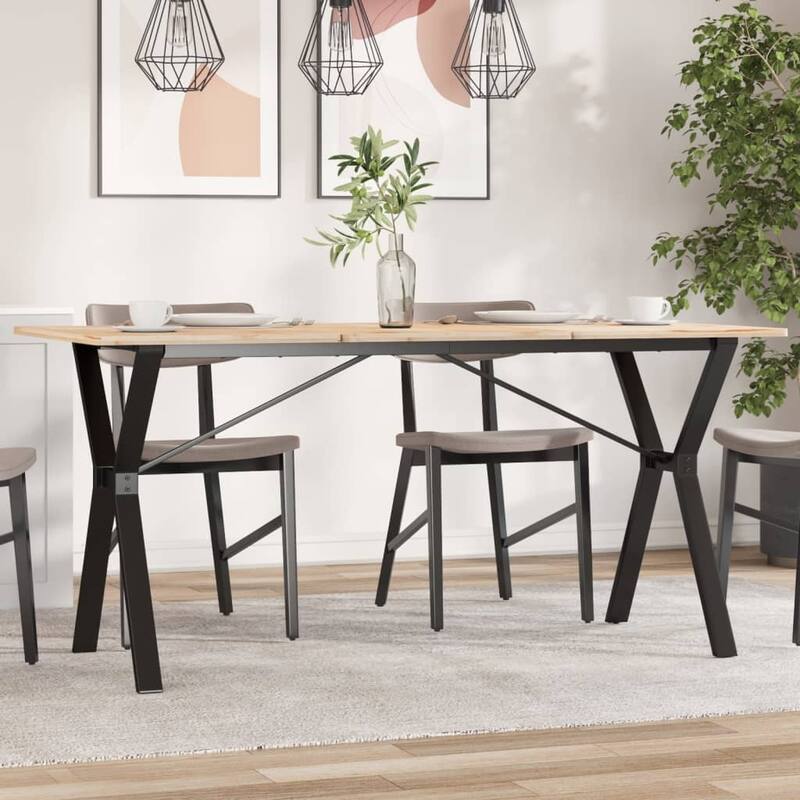 vidaXL Dining Table Leg Black Powder-coated steel Medium - 23.6 x 55.1 x 28.7 in