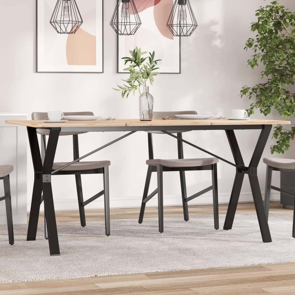 vidaXL Dining Table Leg Black Powder-coated steel Medium - 23.6 x 55.1 x 28.7 in