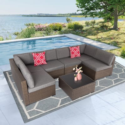 Rumber Rattan Wicker Outdoor Sectional Sofa Conversation Set by Havenside Home