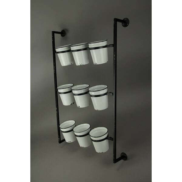 Shop Black And White Metal 9 Pot Wall Mount Hanging Planter Set