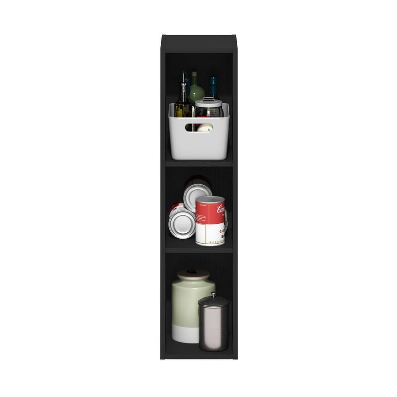 Furinno Fulda 3-Tier Space Saving Storage Shelf Bookcase, 8-Inch Width