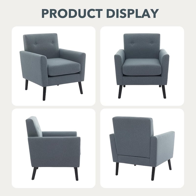 Mid-Century Accent Chairs, Modern Living Room Chairs with Linen Fabric