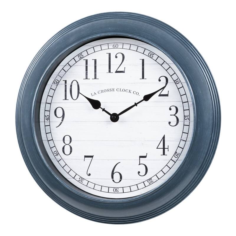 La Crosse Clock 16-inch Everly Gray Quartz Analog Wall Clock