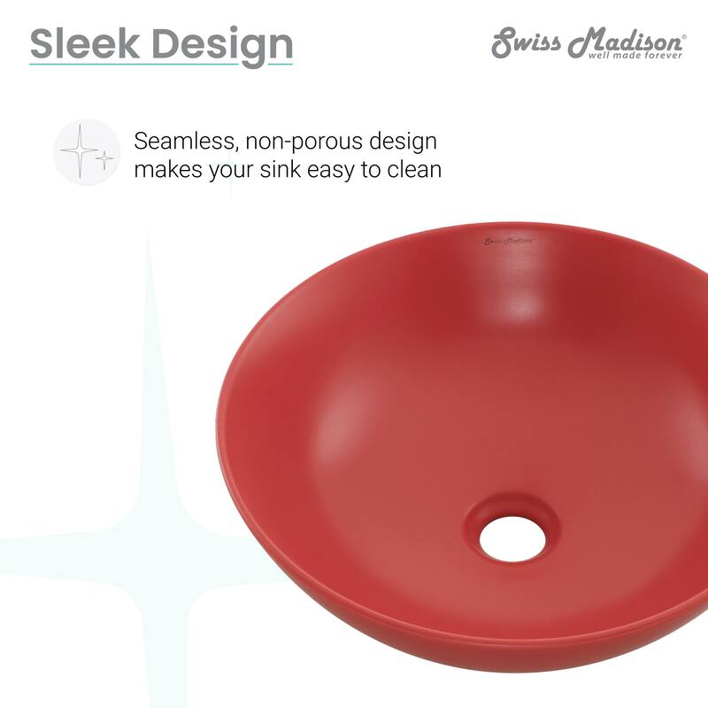 Chaux 16 Ceramic Sink In Matte Red - 15.65" x 15.65" 5.3"