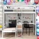 preview thumbnail 2 of 11, Twin Bunk Bed with Shelves and Ladder,Convertible Loft Bed with L-Shape Desk,Easy Assembly,White
