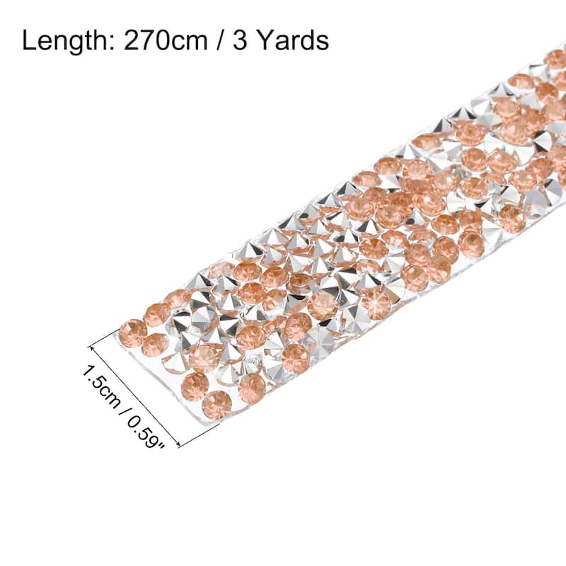 1 Roll 3 Yards Self Adhesive Rhinestone Diamond Ribbon Silver Base - Champagne Color