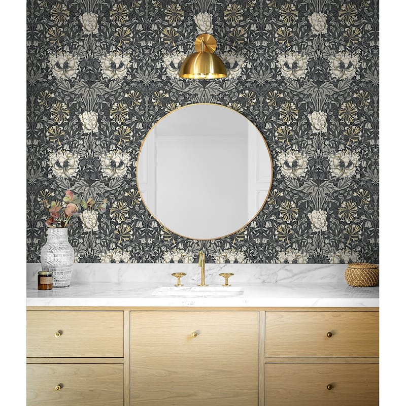 Seabrook Designs Ogee Flora Nonwoven Unpasted Wallpaper