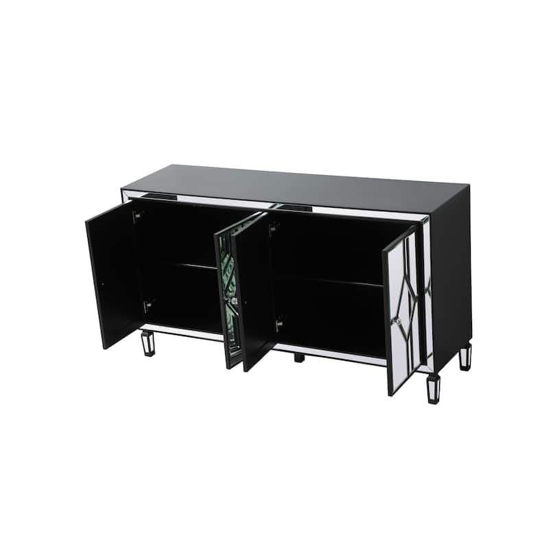 4-Door Mirrored Accent Cabinet
