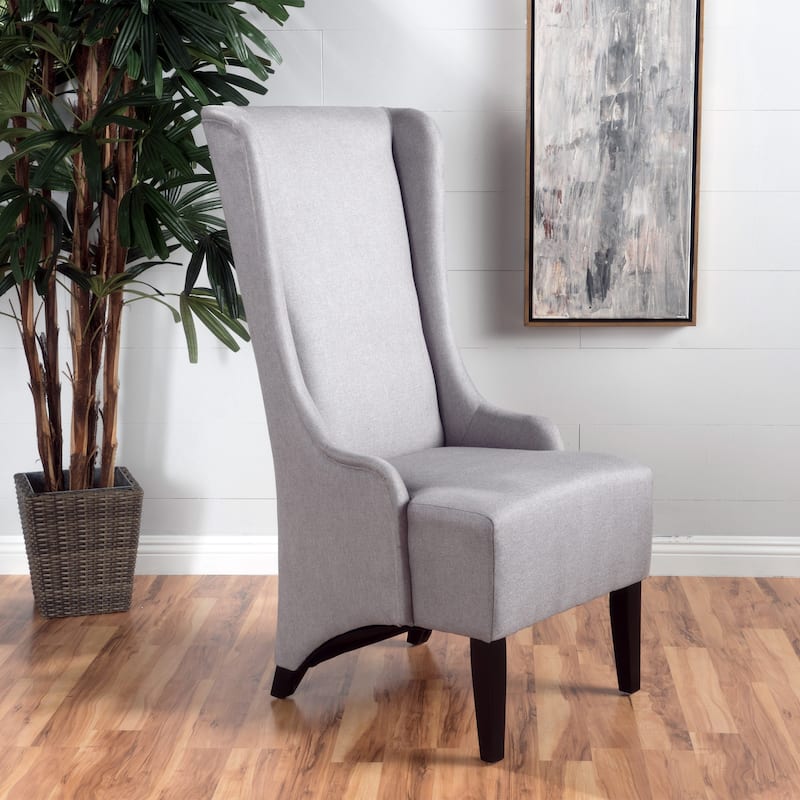 Roomfitters Tall Wingback Dining Chair with Upholstered Seat and Curved Backrest, Elegant Accent Chair - Grey