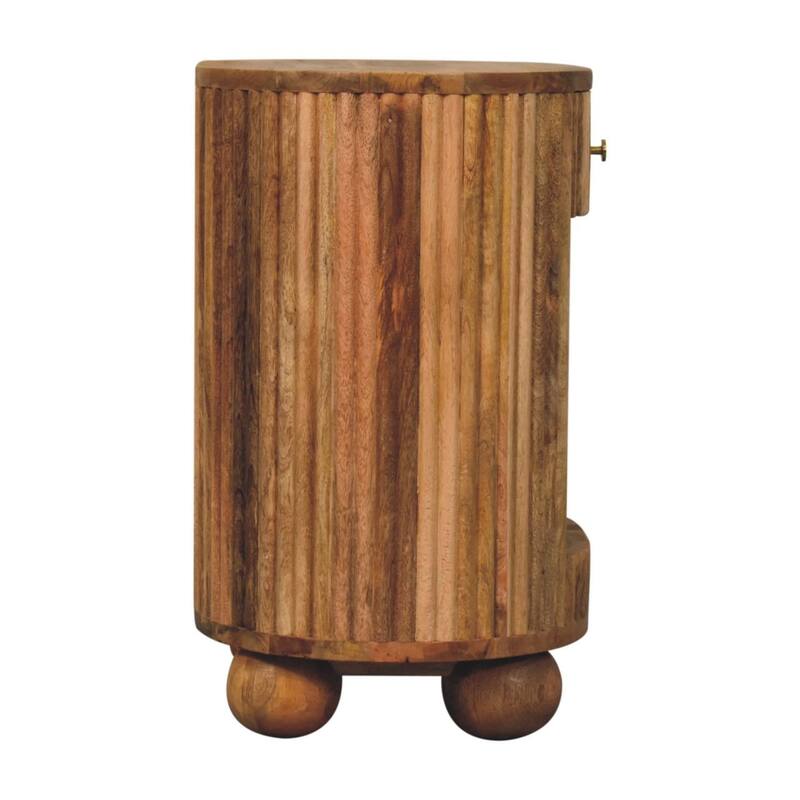 HomeRoots 23" Natural Solid Wood Oval Ribbed Texture One Drawer Nightstand