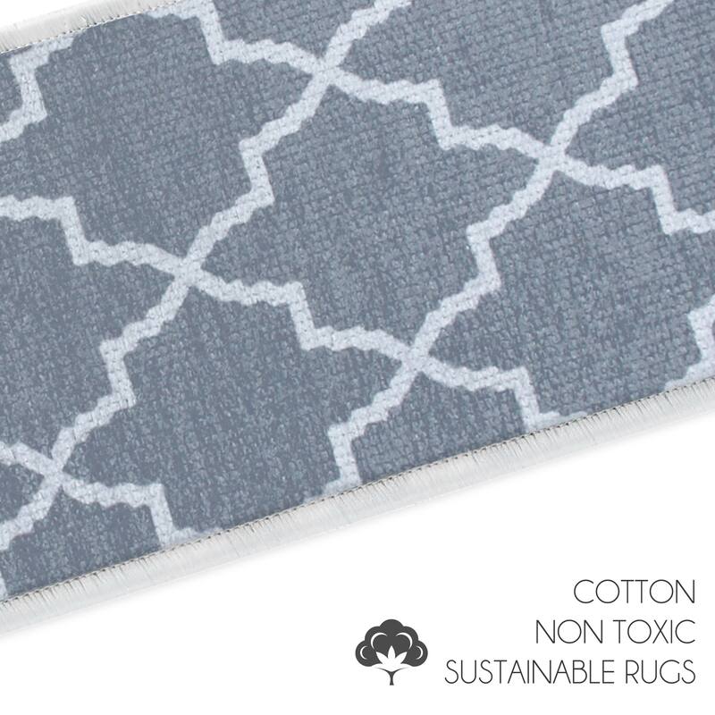 SussexHome Lattice Design 9" X 28" Stair Treads - 70 % Cotton Carpet for Indoor Stairs-Easy to Install with Double Adhesive Tape