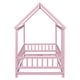 preview thumbnail 4 of 11, Kids and Baby Twin Size Wooden Bed House Bed with House Roof Frame