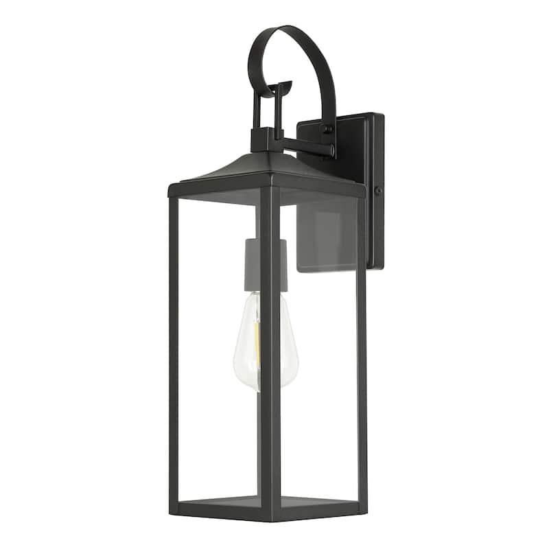 Castle 1-Light 15.81in. Outdoor Wall Light with Matte Black Finish and Clear glass shade - 20 in" - 1 Pack