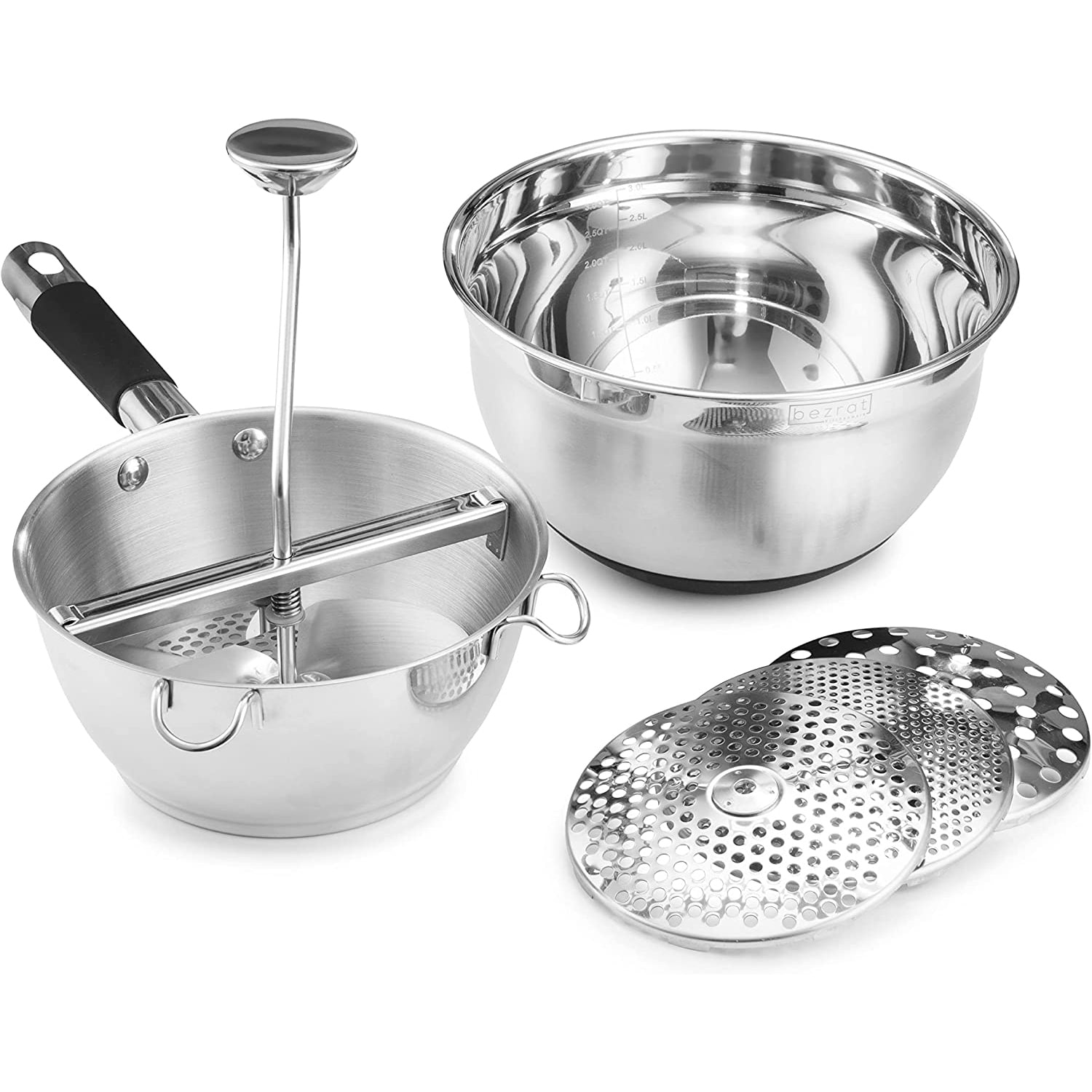 Food Mill with Bowl and 3 Grinding Discs(Black)3