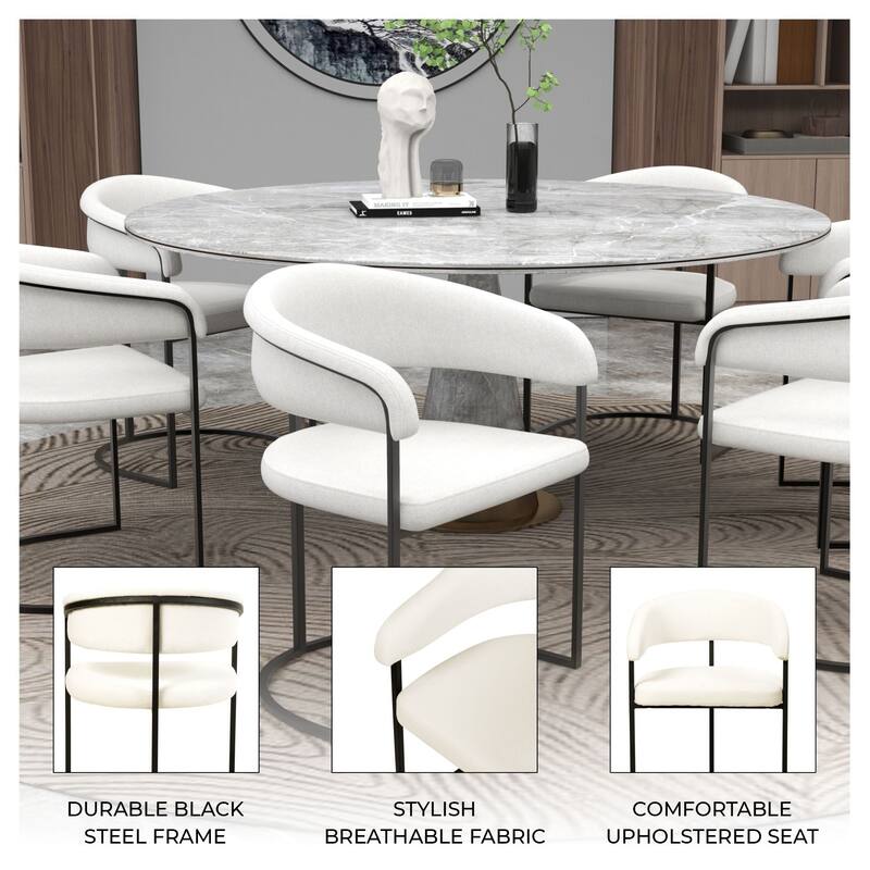 LeisureMod Aero Modern Upholstered Leather Dining Chair in Iron & Polyester, Accent Armchair for Home Kitchen Office