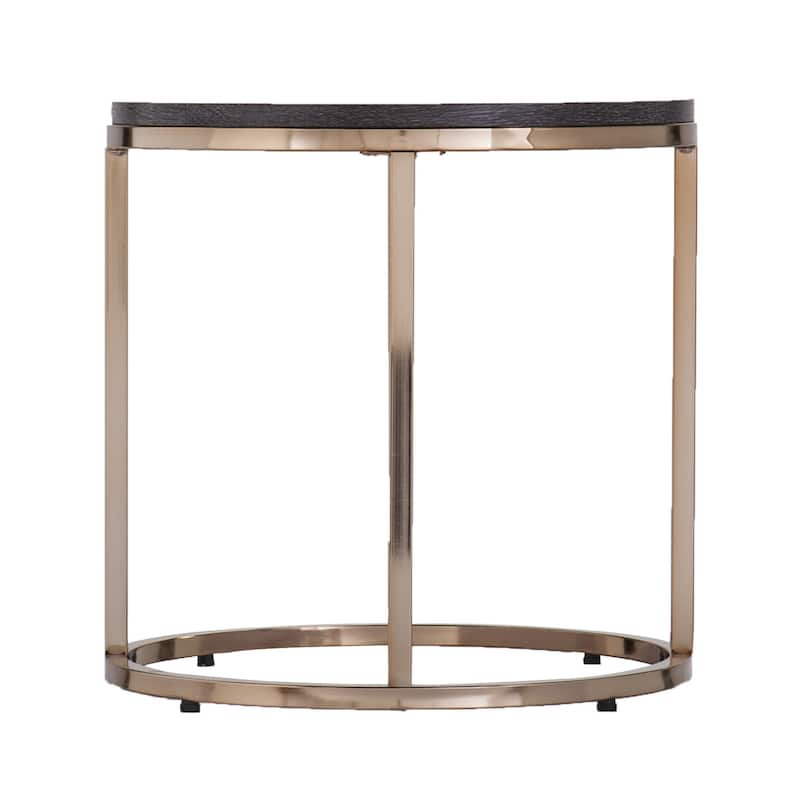 Modern Coffee Table Set of 3 Nesting Tables Wood and Metal Round Design - 32" x 32" x 18"