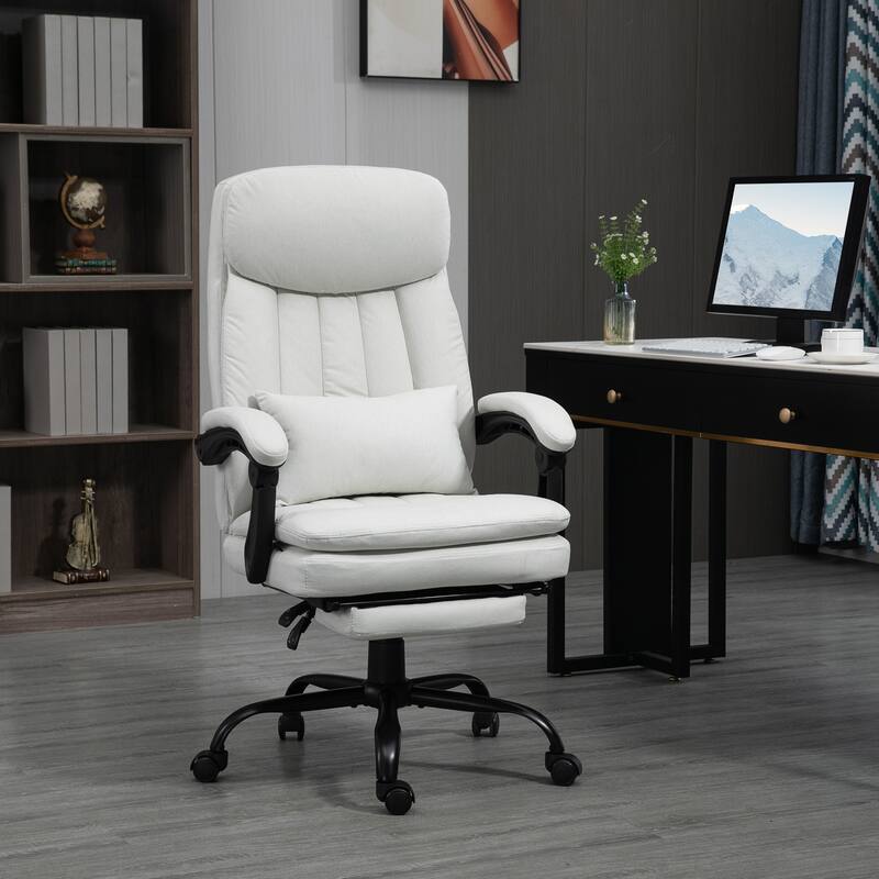 Microfibre Executive Massage Office Chair, Swivel Computer Desk Chair,Heated Reclining Computer Chair with Lumbar Support Pillow