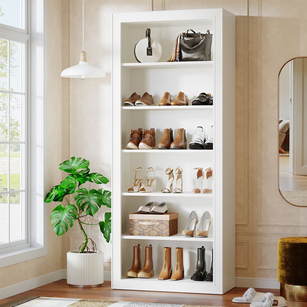 6-Tier Shoe Cabinet with Open Storage Shelf, 75-Inch Tall