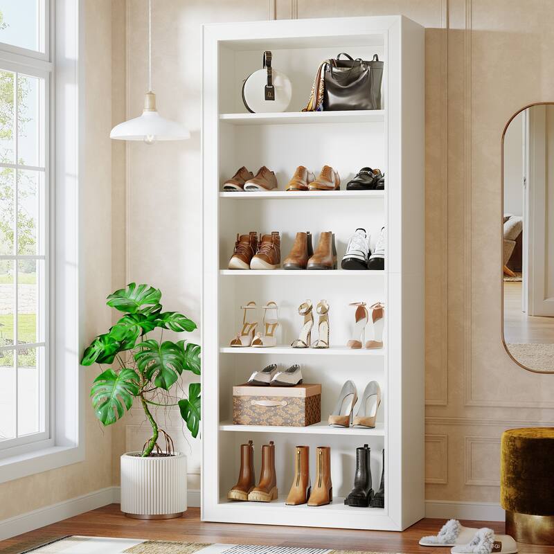 75-Inch Tall Shoe Cabinet with 6-Tier Open Storage Shelf