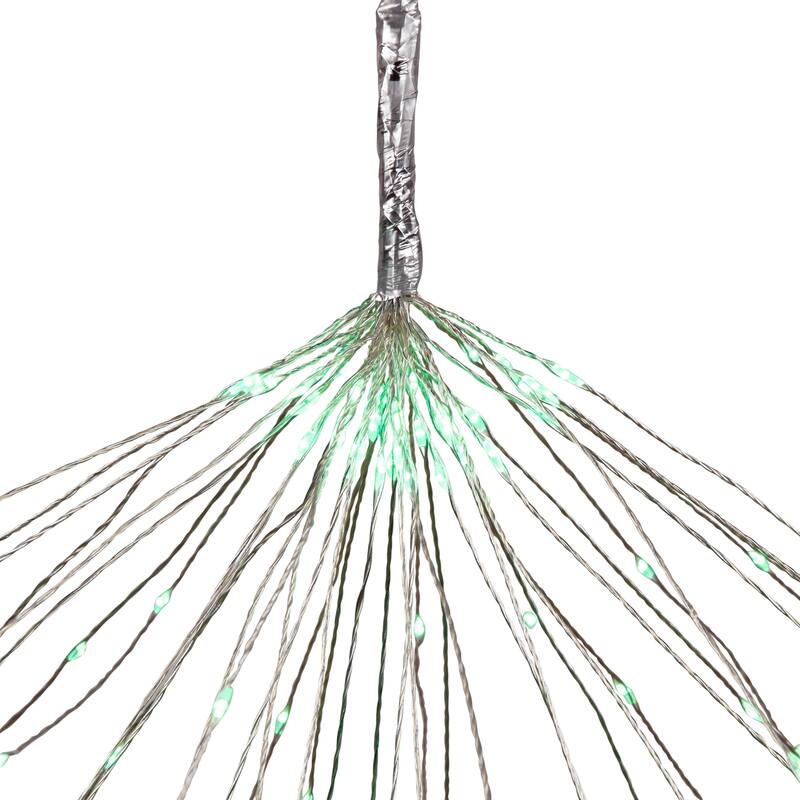 20" LED Firework Silver Branch Christmas Decoration Green Lights