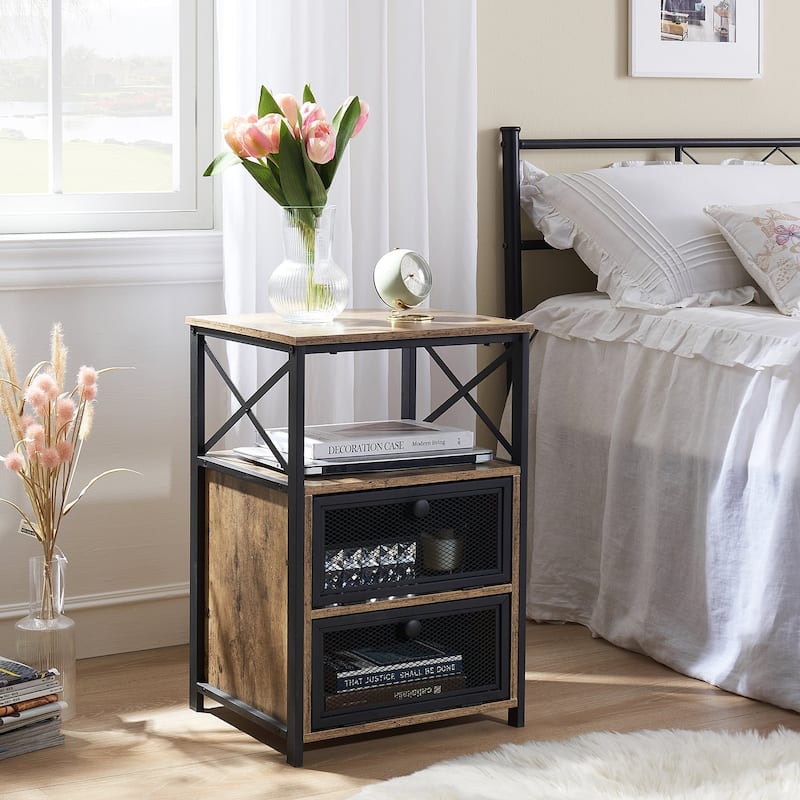 Nightstand, End Side Table with Storage Space and Door,Modern Nightstands for Living Room,Bedroom