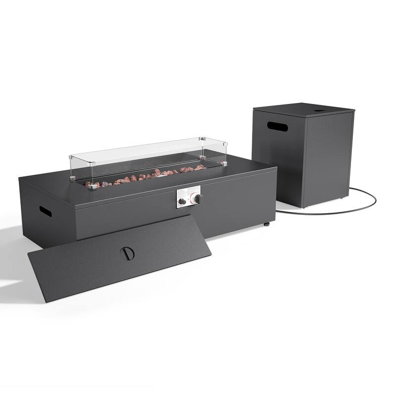 Pocassy Outdoor 43-In Propane Fire Pit Table Set with Tank Holder