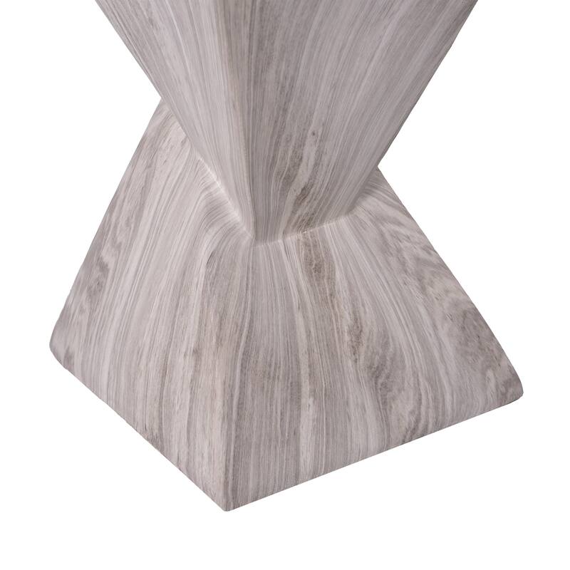 Christopher Knight Home - Modern Indoor/Outdoor 18.5"H Geometric Faux Marble MgO Accent Side Table with Sculptural Fluted Design