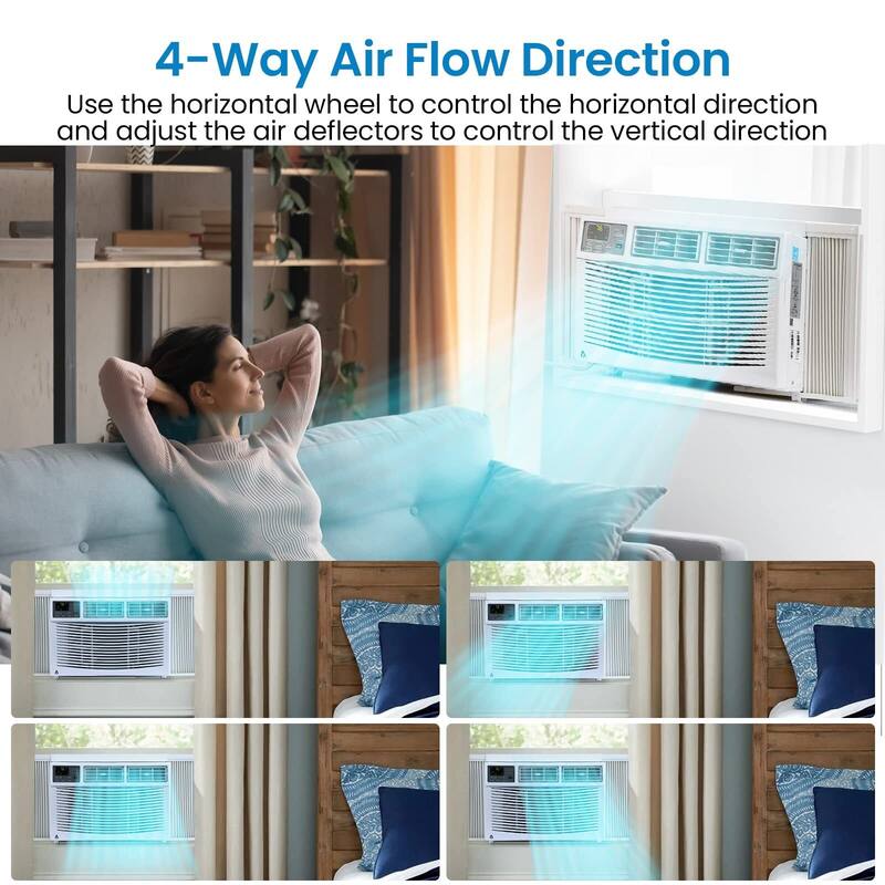 8000 BTU Window Air Conditioner, 115V/60Hz, Cooling Rooms up to 350 Sq. Ft, APP/Remote, ECO