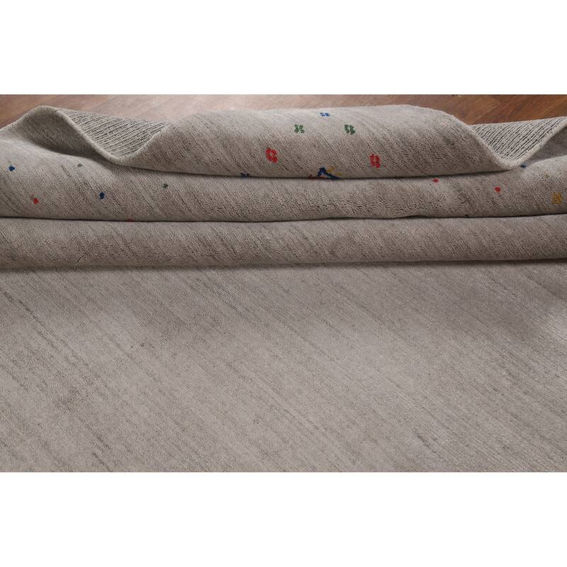Tribal Gray Gabbeh Indian Area Rug Handmade Wool Carpet - 9'3" x 12'0"